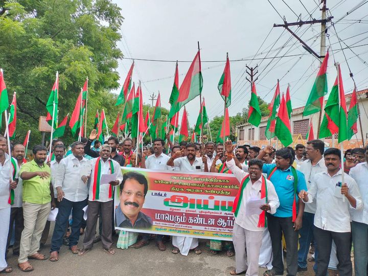 காவிரியை தாரை வார்க்கும் திமுக அரசை கண்டித்து விருதுநகரில் ஆர்ப்பாட்டம்